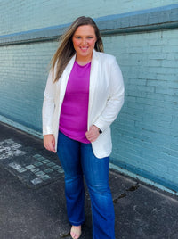 This sleek and chic blazer is the centerpiece for any look. With an open front and cuffed long sleeves, you can look smart and sophisticated in the office, in the classroom, or on the town. Get the ultimate feeling dressed up in this white blazer! Reel in the compliments!