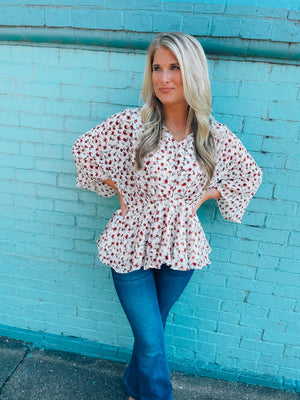 Like The First Time Floral Peplum Top