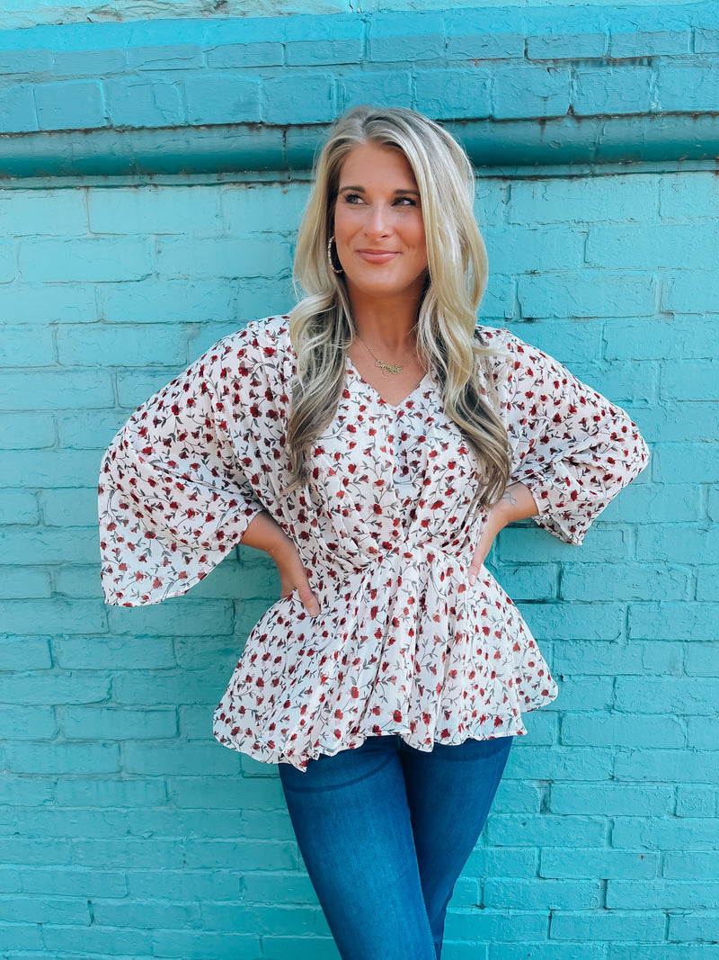 Like The First Time Floral Peplum Top