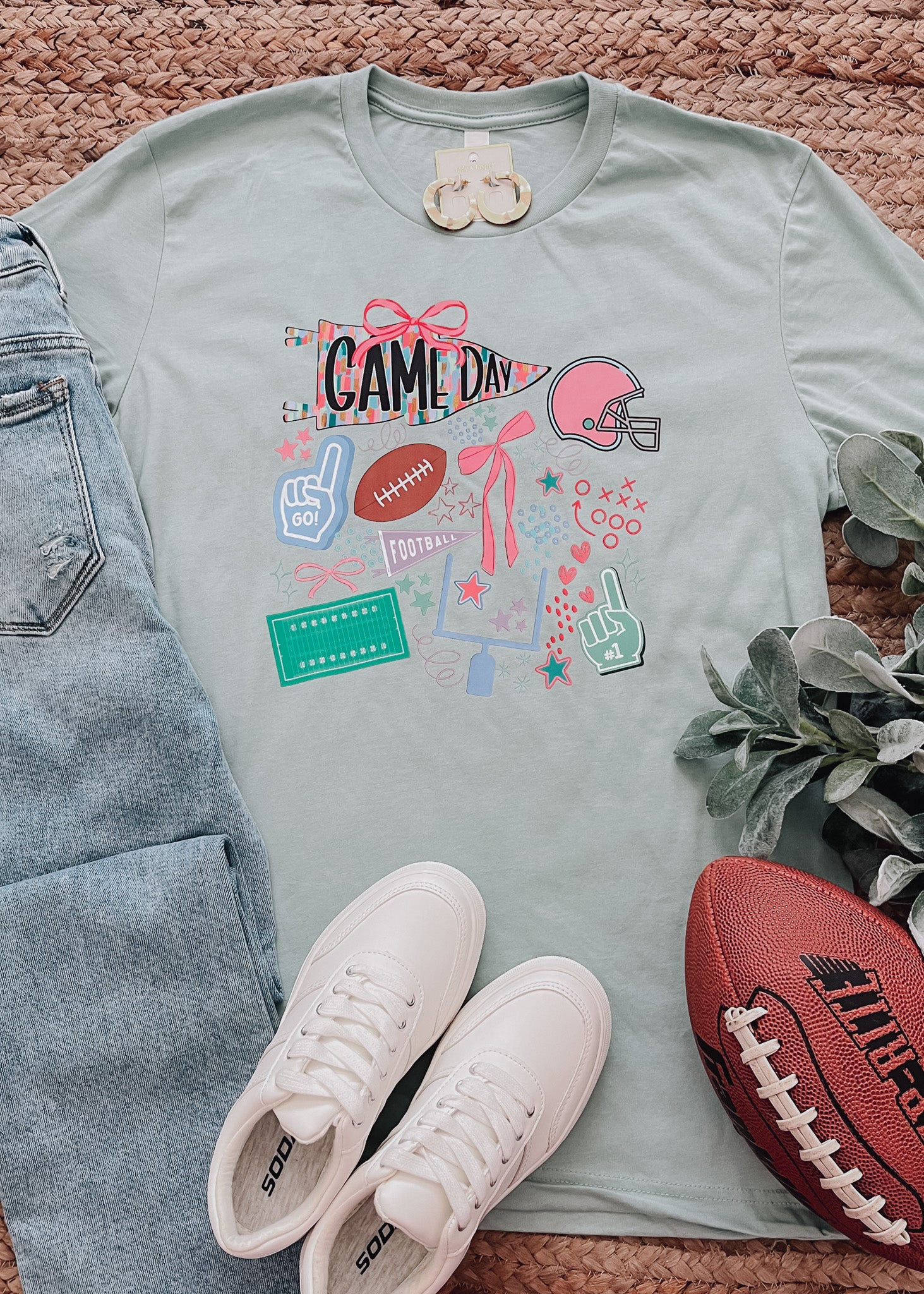 Preppy Football Game Day Graphic Tee (S-2XL)