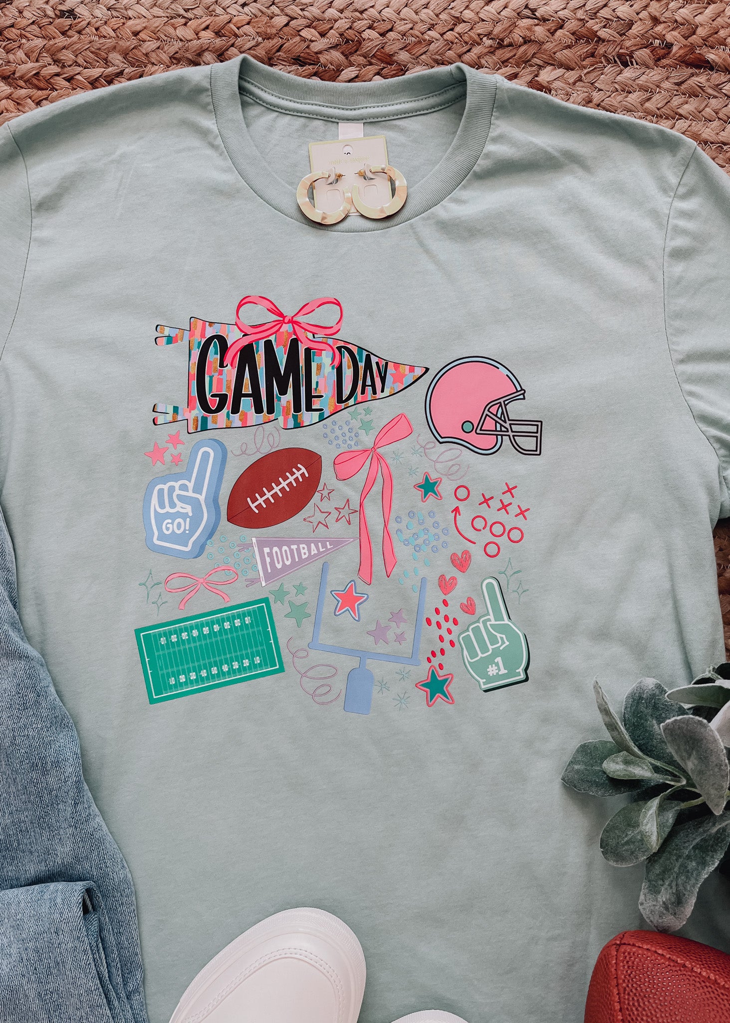 Preppy Football Game Day Graphic Tee (S-2XL)