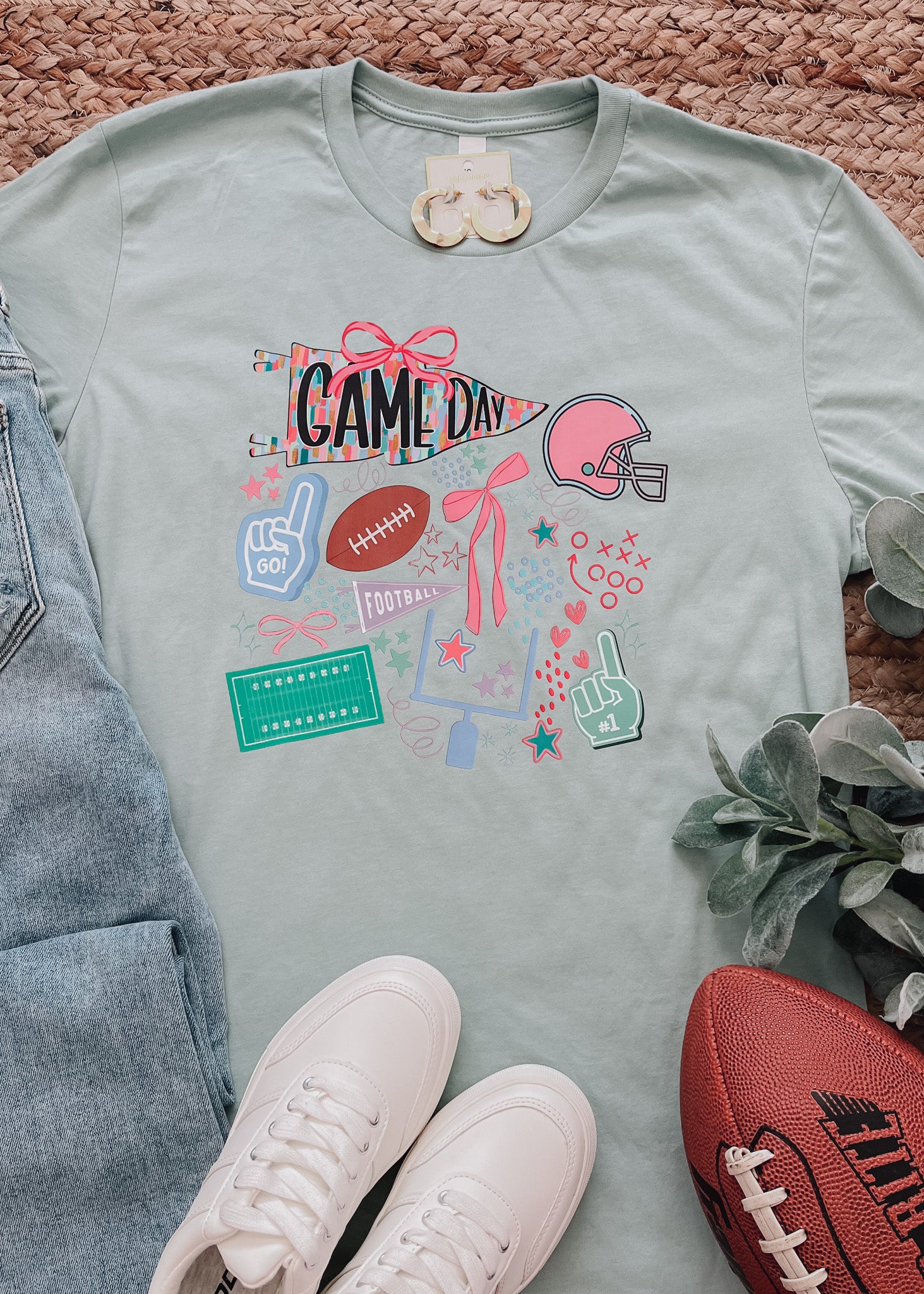Preppy Football Game Day Graphic Tee (S-2XL)