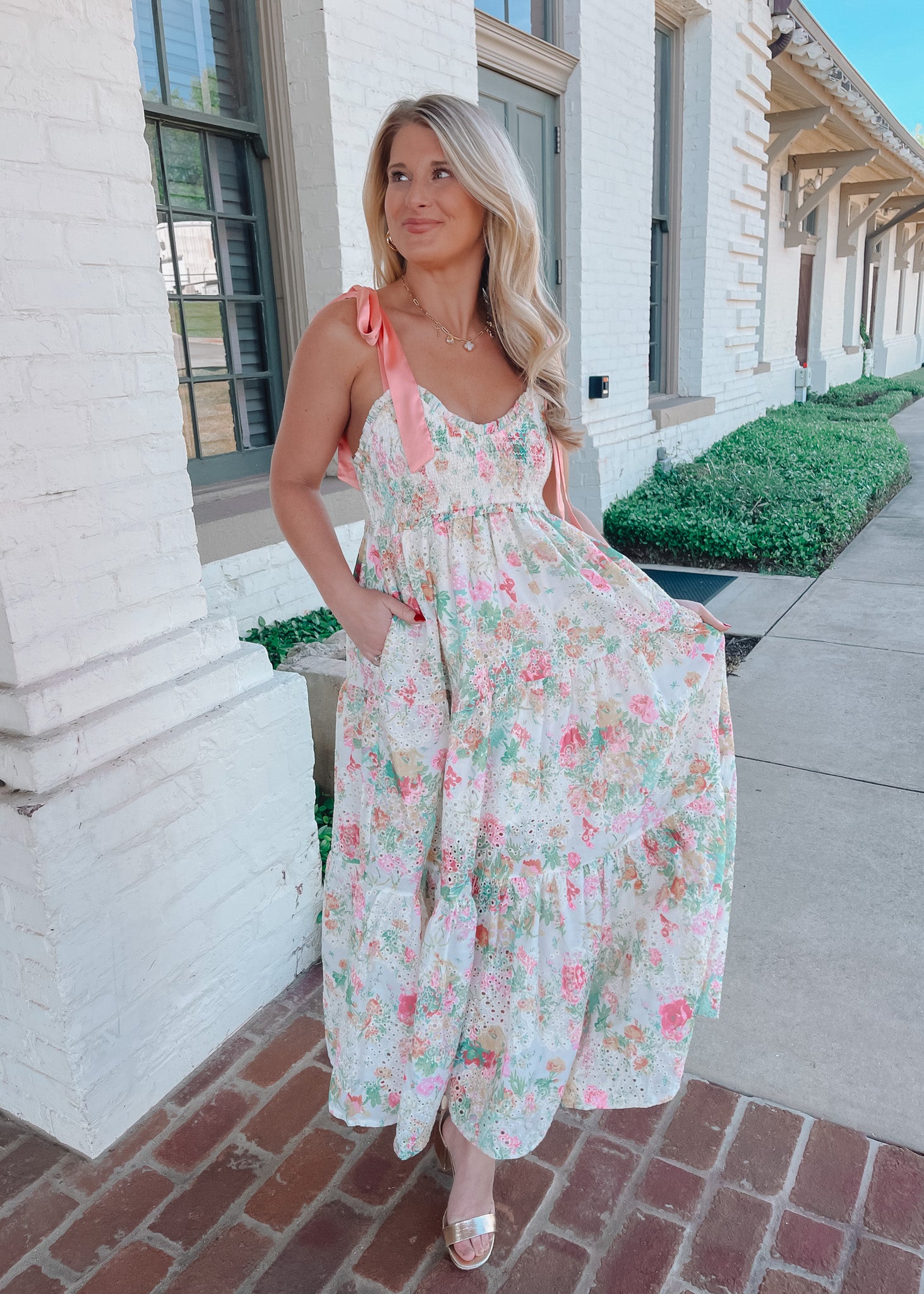 Walk in the Garden Eyelet Lace Midi Dress Walk in the Garden Eyelet Lace Midi Dress