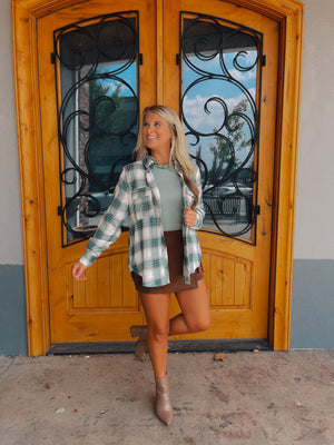 Perfectly In Season Green Flannel Top (S-3XL)