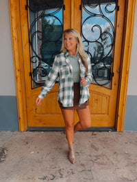 Perfectly In Season Green Flannel Top (S-3XL)