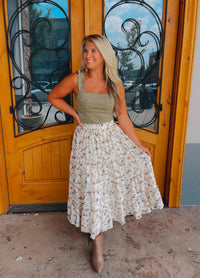 Know My Heart Floral Midi Skirt