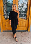 On My Best Behavior Black One Shoulder Dress