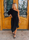 On My Best Behavior Black One Shoulder Dress