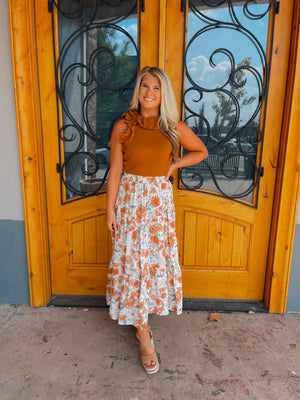 Never A Dull Moment Floral Midi Skirt