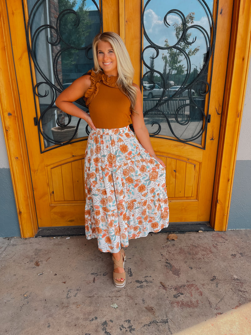 Never A Dull Moment Floral Midi Skirt