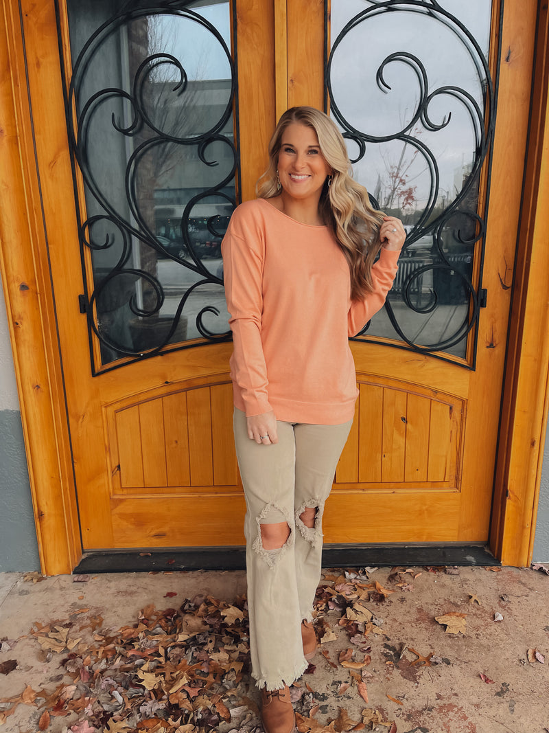 Never Too Late High Waisted Distressed Sand Risen Jeans