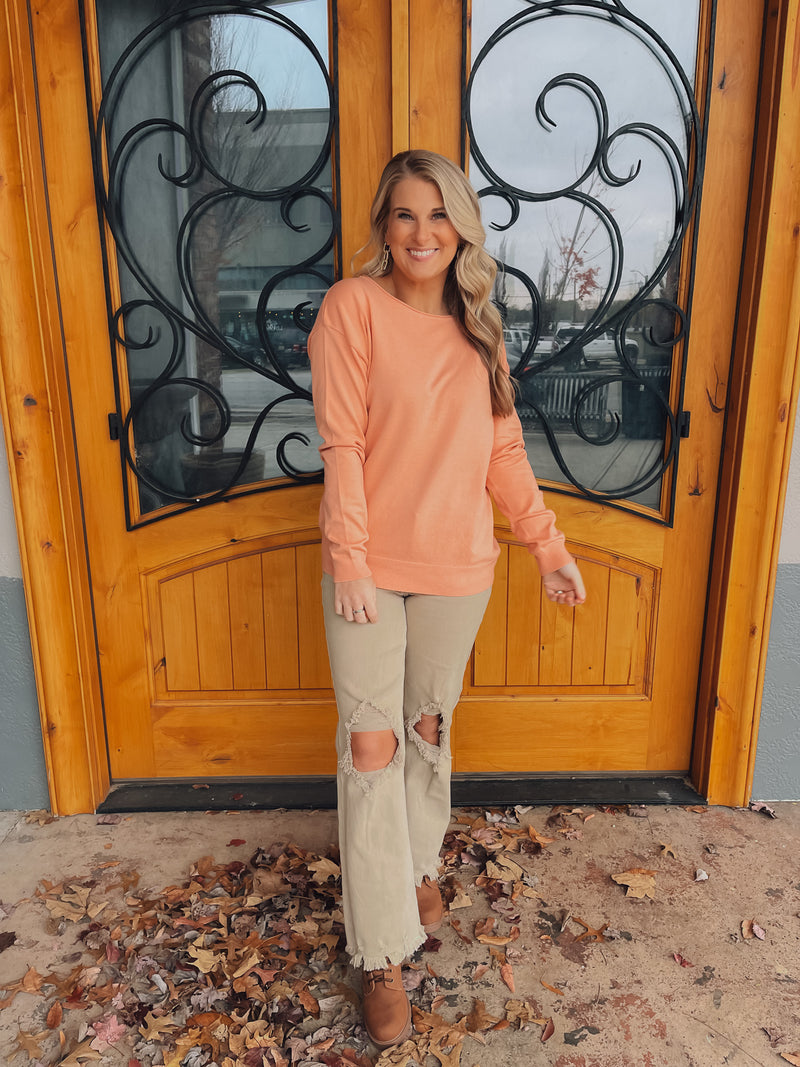 Never Too Late High Waisted Distressed Sand Risen Jeans