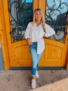 Off To Work White Button Down Top