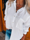 Off To Work White Button Down Top