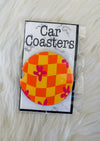 Checkered Daisy Car Coasters