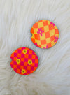 Checkered Daisy Car Coasters