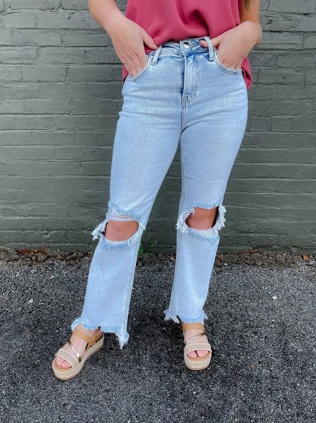 Keep It Easy High Rise Distressed Jeans
