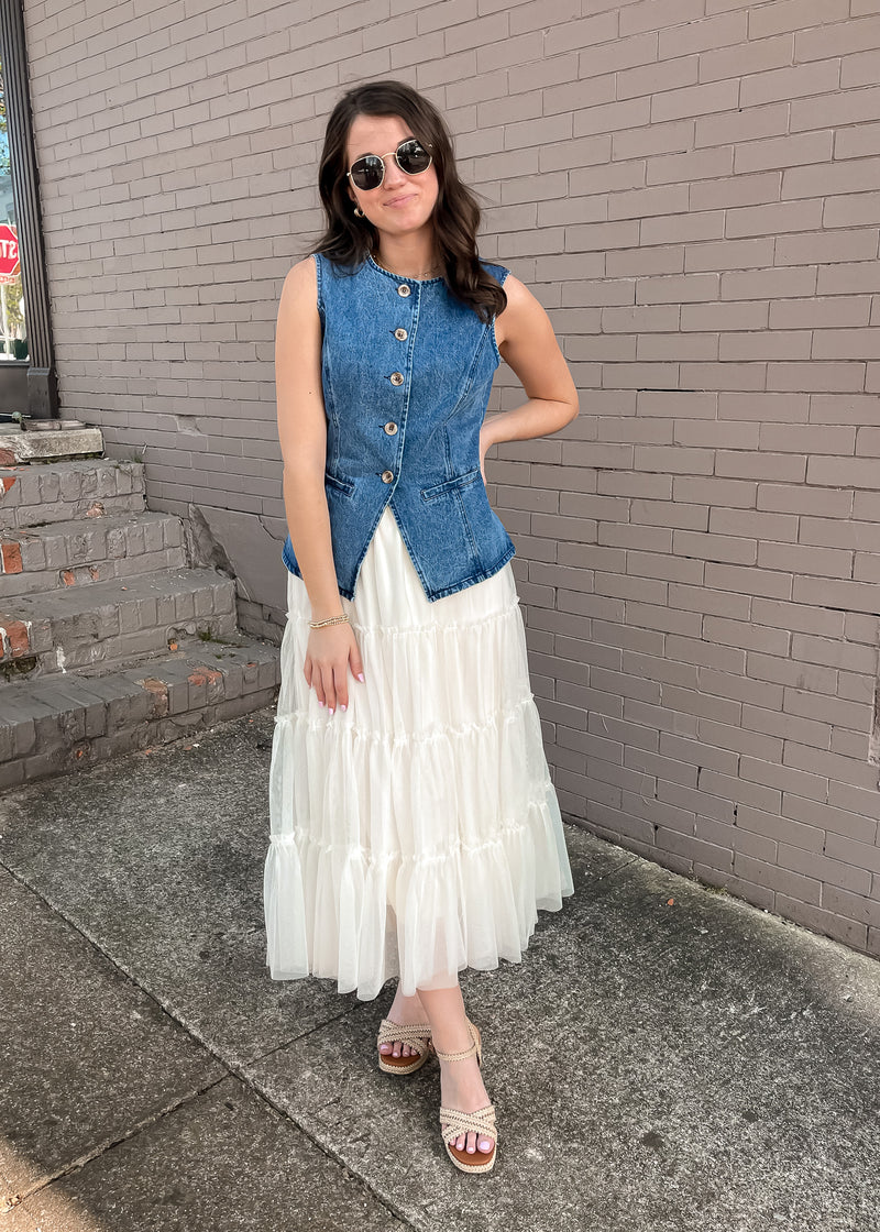 denim vest with dress Dl1961 Midi Vest Dress | Blue | Size XL