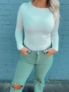 Round Neck Body Contour Long Sleeve Top