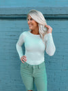 Round Neck Body Contour Long Sleeve Top