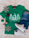 Christmas Tree Plaid & Leopard Tee (S-XL)