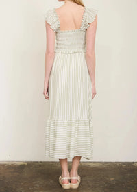 Hold On Gently Stripe Smocked Midi Dress