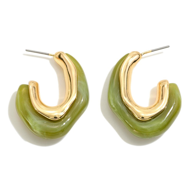 Marbled Resin Hoop Earrings