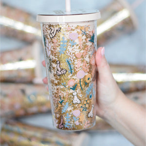 Floral and Pen*s Glitter-Tumbler