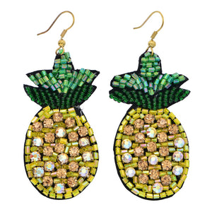 Crystal Pineapple Beaded Earrings - The Sassy Owl Boutique