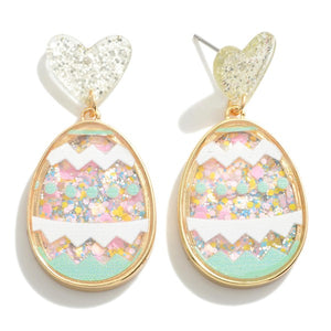 Easter Egg Heart Drop Earrings