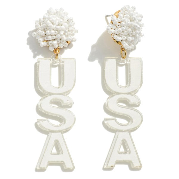 USA Glitter Drop Earrings