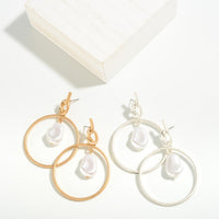 Circular Drop Pearl Earrings