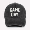 DESCRIPTION: Chenille "Game Day" Baseball Cap  - One Size Fits Most - Adjustable - 100% Cotton