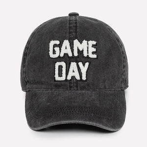 DESCRIPTION: Chenille "Game Day" Baseball Cap  - One Size Fits Most - Adjustable - 100% Cotton
