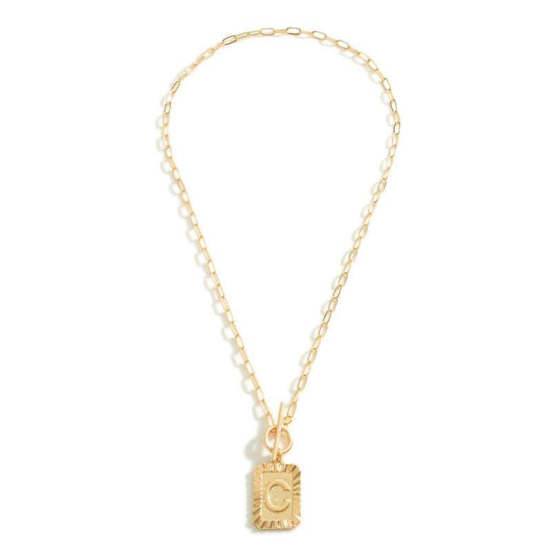 Gold Initial Chain Link Necklace