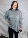 Sweater features a cowl neck, oversized fit, hi-low hem, side slits, long sleeves, legging length approval and runs true to size!-BLACK