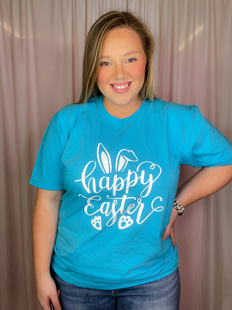 This Happy Easter Bunny Tee is perfect for the upcoming holiday. Constructed with unisex short sleeves, a round neck line, and a cheerful Easter bunny, this tee is ideal for both adults and children. The festive design celebrates the Easter holiday with style, bringing some much-needed happiness and joy to any wardrobe.