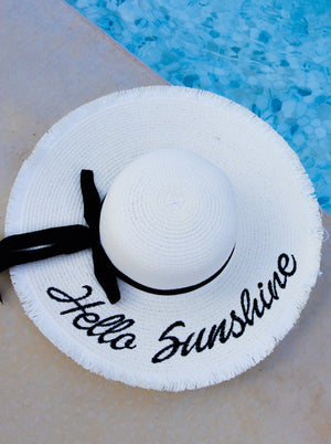 Hello Sunshine Embroidered Straw Hat