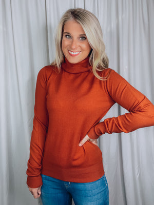 Top features a solid base color, long sleeves, turtle neck line, soft material and runs more fitted. 