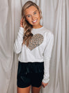 Leopard Heart Long Sleeve Heathered Tee (XS-2XL)