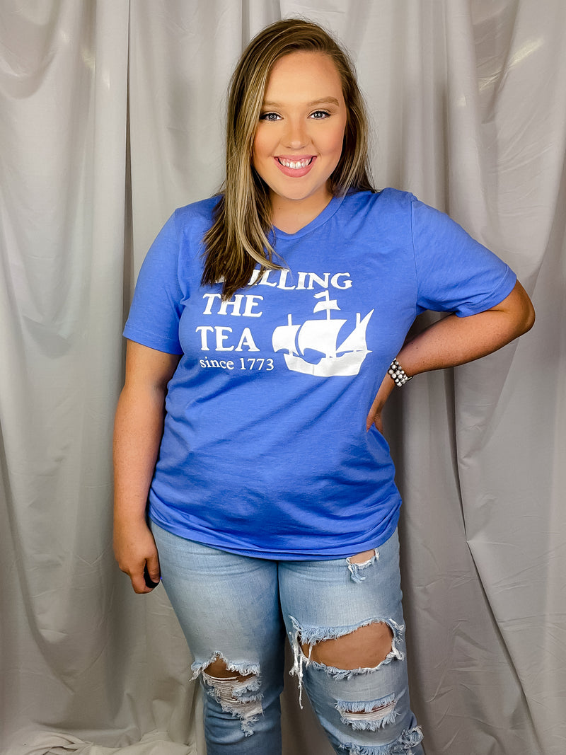 Graphic features a solid base color, short sleeves, unisex fit, round neck line and runs true to size!-blue