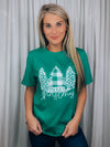 Graphic features a solid base colored tee, white ink design, short sleeves, unisex fit and run true to size! -green