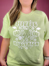 Graphic features a solid base colored tee, bubble white design, short sleeves, unisex fit and runs true to size! -green