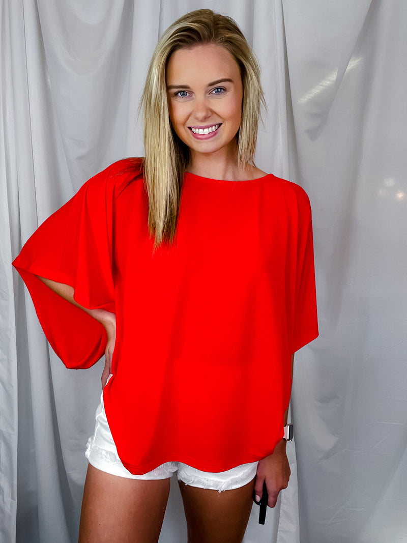 Top features a solid base color, short kimono sleeves, round neck line and runs true to size!-lime
