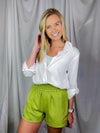 Top features a solid base color, long sleeves, button down fit, thing material and runs true to size! 