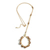 DESCRIPTION: Long Gold Tone Heishi Bead Pendant Necklace  - Approximately 36" Long - Extender Approximately 2" Long-TAUPE