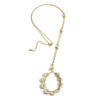 DESCRIPTION: Long Gold Tone Heishi Bead Pendant Necklace  - Approximately 36" Long - Extender Approximately 2" Long-WHITE
