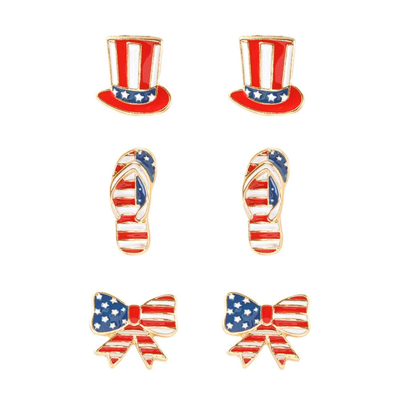 Patriotic Hat Earring Set