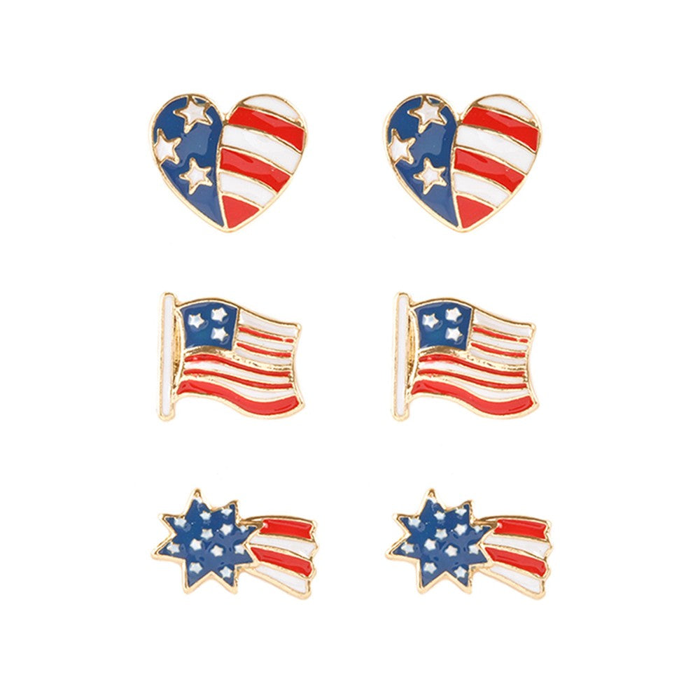 Patriotic Heart Earring Set