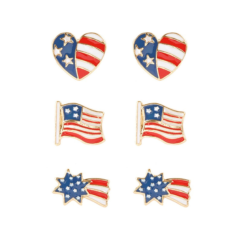 Patriotic Heart Earring Set